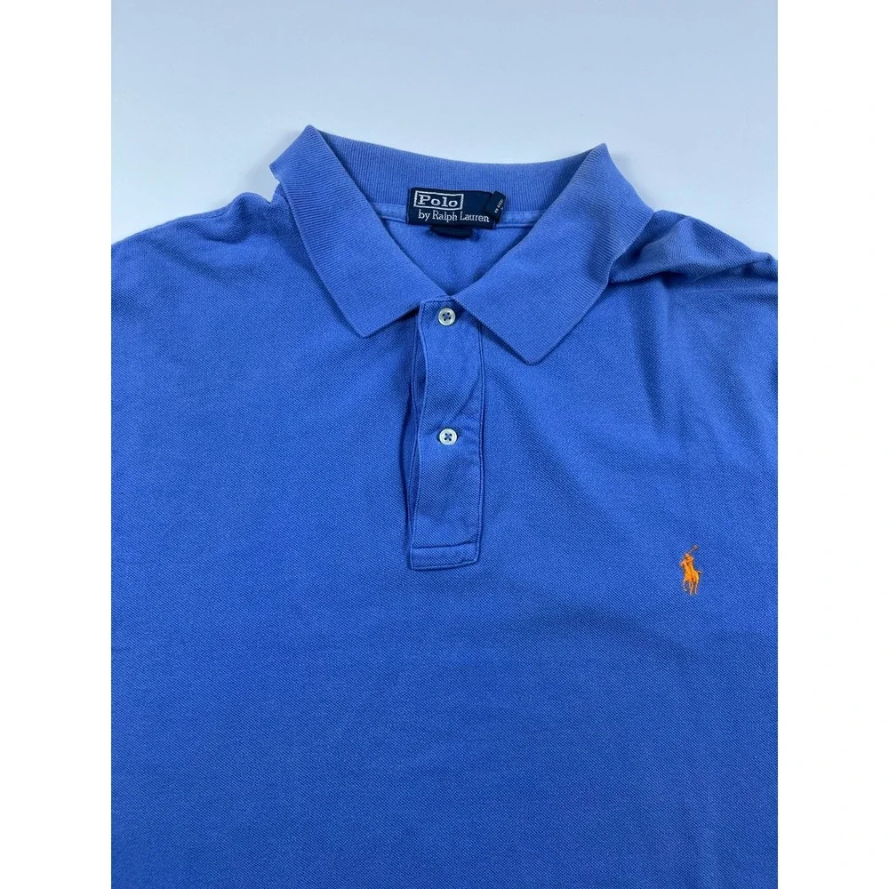 Lot of 4 Polo Ralph Lauren Mens 3XLT Tall Polo Shirts Blue Tan Cotton Preppy